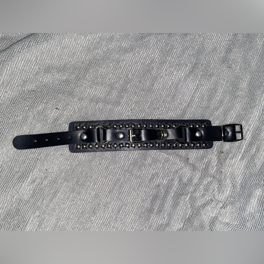 Stylish Black Belt  Bracelet with Buckle Details